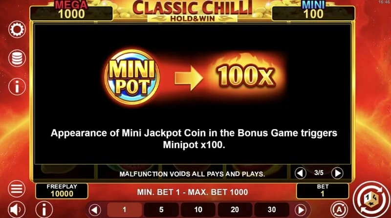 Classic Chilli Hold & Win – започнување на Hold & Win рунда